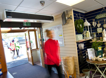 Mini Optima air curtain at Cannon Hall Garden Centre, South Yorkshire