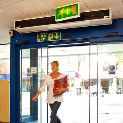Air curtain at Reynolds Furniture, Bognor